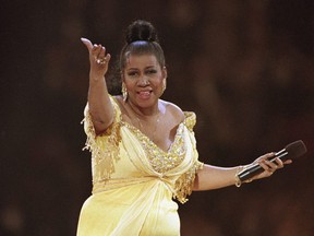 In this Jan. 19, 1993 file photo, singer Aretha Franklin performs at the inaugural gala for President Bill Clinton in Washington.