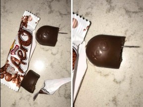 Photo of candy allegedly tampered with circulating on social media.