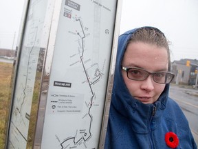 Amanda St. Dennis,  a student at Carleton University, lives in Barrhaven near the end of Route 95 and takes transit daily.