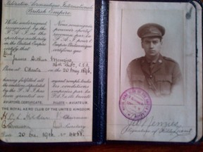 James Arthur Menzies' aviator certificate.