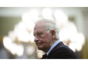 Former governor general David Johnston appears before a Commons committee reviewing his nomination as elections debates commissioner on Parliament Hill in Ottawa on Tuesday, Nov. 6, 2018. Former governor general David Johnston has publicly released expenses since leaving Rideau Hall that total $76,650 for a six month period.