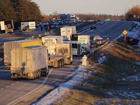 Ontario Provincial Police investigating a collision on Highway 401 just east of Odessa.