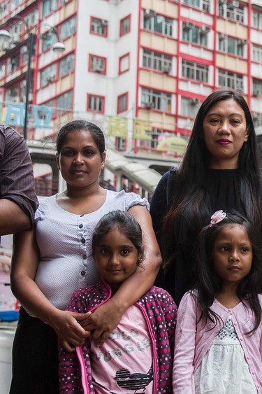 Right to left: Ajith Puspa, Vanessa Rodel and her daughter, Keana, Nadeeka Nonis, her partner, Supun Thilina Kellapatha, and their children Sethumdi and Dinath.