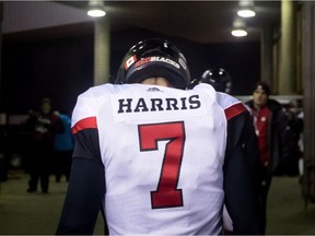 Ottawa Redblacks quarterback Trevor Harris walks to the dressing room after losing to the Calgary Stampeders during the 106th Grey Cup in Edmonton, Alta. Sunday, Nov. 25, 2018.