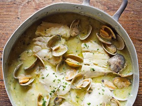 Hake with Clams in Salsa Verde from Basque Country by Marti Buckley.