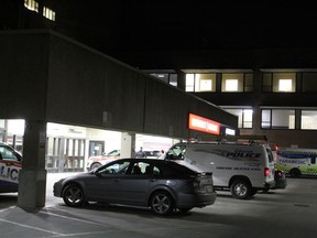 Kingston police on the scene of a shooting at Kingston General Hospital on Monday night.