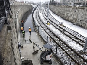 Work continues at the Lees LRT station. November 13, 2018.