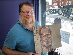 Joe Foster paints portraits of people who frequent The Mission in Smiths Falls.