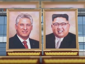 The new Kim Jong Un portrait was unveiled at the same time as one for Cuban President Miguel Diaz-Canel, who was on a state visit to North Korea.
