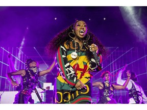 FILE - In this July 7, 2018 file photo, Missy Elliott performs at the 2018 Essence Festival in New Orleans. Elliott, one of rap's greatest voices and also a songwriter and producer who has crafted songs for Beyonce and Whitney Houston, is one of the nominees for the 2019 Songwriters Hall of Fame. She is the first female rapper nominated for the prestigious prize and could also become the third rapper to enter the organization following recent inductees Jay-Z and Jermaine Dupri.