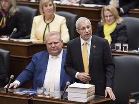 Vic Fedeli, Ontario Minister of Finance tables the government's Fall Economic Statement for 2018-2019 at Queen's Park in Toronto on Thursday, November 15, 2018.