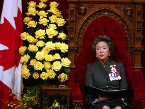 Then-Gov. Gen. Adrienne Clarkson is seen in the Senate Chamber in Ottawa during the Throne Speech of the 38th Parliament on Oct. 5, 2004.