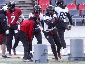 The Ottawa Redblacks' William Powell runs with the ball during practice at TD Place on Wednesday, Nov. 14, 2018. Tony Caldwell