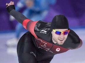 Canada's Laurent Dubreuil competes in the 1,000-metre speed skating final at the Pyeongchang Winter Olympics Friday, February 23, 2018 in Gangneung, South Korea.