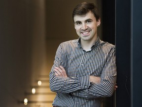 Male midwife Louis Maltais poses in Montreal, Saturday, November 3, 2018.