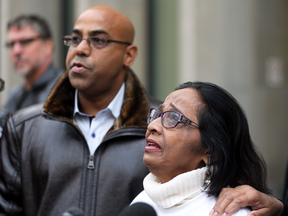 Rosalind Junor, mother of Toronto murder victim Rosemarie Junor, speaks to reporters on Nov. 6, 2018.