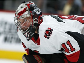 Senators goaltender Craig Anderson has appeared in 21 of the team's first 23 games this season.
