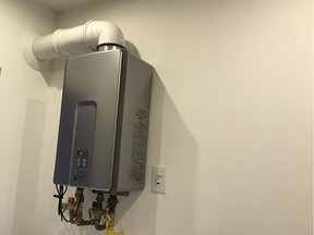 Gas-fired tankless water heaters like this one can heat water regardless of how cold the supply is. Proper sizing of the unit is key to reliable performance.