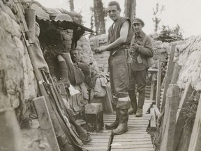 Soldiers of the 22nd Battalion in the trenches, July 1916.