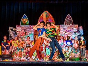 The cast of Godspell during Holy Trinity Catholic High School's Cappies production of Godspell, held on December 14, 2018, in Ottawa, ON.