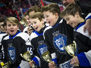 Richmond players celebrate Sunday's 2-0 victory against the Jets.