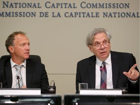 NCC CEO Mark Kristmanson (right) talks while Marc Seaman, chair of the Board of Directors, looks on. One of these jobs carries a lot more power than the other.