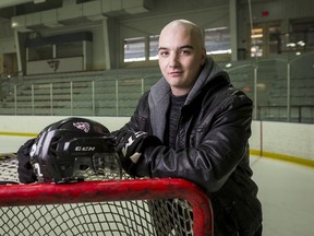 Jean-Robin Mantha, 22, is a second-year player with the University of Ottawa Gee-Gees men's hockey team. Since the fall, though, he has been receiving treatment after being diagnosed with testicular cancer. November 29, 2018. Errol McGihon/Postmedia