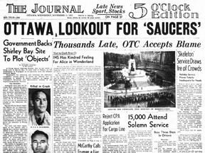 In 1953, Ottawa Journal readers were urged to be on the lookout for flying saucers, after Wilbert Smith's Project Magnet was given space and equipment to operate out of Shirley's Bay.