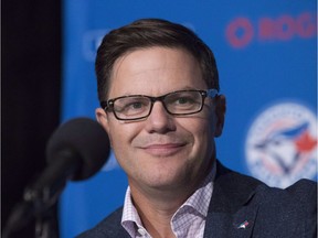 Toronto Blue Jays general manager Ross Atkins is seen here in a file photo from a news conference in Toronto on Sept. 26.