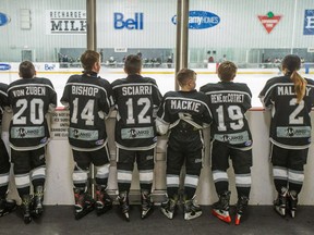 Players from the Ottawa Valley Silver Seven Minor Peewee AA team wait for their turn to play as the annual Bell Capital Cup hockey tournament for Peewee and Atom level players gets underway at the Bell Sensplex and various arenas across the city.