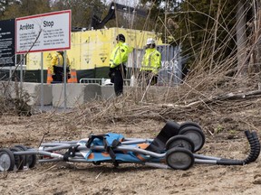 Quebec has received the large majority of refugee claimants walking across the border from the United States, and it is not a coincidence that political leaders from the province -- Francois Legault and Maxime Bernier -- saw political gains to be made in adopting a hard line against immigration. An abandoned stroller is seen at the border leading into Canada from the United States where asylum seekers regularly cross near Champlain, NY, on Wednesday, April 18, 2018.