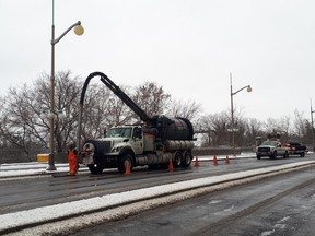 Crews on the scene of a heating oil spill in Gatineau Saturday, Dec. 22.