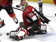 Goaltender Marcus Hogberg saw his first NHL regular-season action with the Senators against the Capitals in Ottawa on Saturday night.