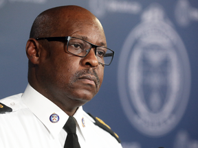 Toronto Police Chief Mark Saunders holds his year-end news conference at police headquarters in Toronto on Dec. 27, 2018.