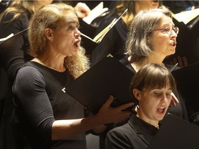 Governor General Julie Payette (left) singing in the chorus of Handel's Messiah at the NAC on Wednesday, Dec. 19, 2018.