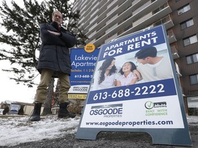 Lawyer John Dickie outside a rental property on Croyden Avenue in Ottawa.