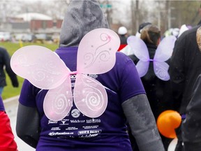 Women walking in the Butterfly Run in Belleville, wear butterfly wings, in this file photo. Butterfly runs help provide bereavement support to parents who've lost pregnancies or children.