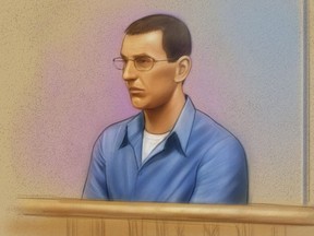 An courtroom illustration of Ryan McCann in 2010.