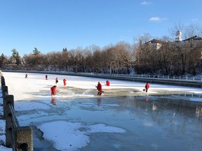 NCC crews are starting to flood the surface of the Skateway to thicken the ice. Source: NCC communications