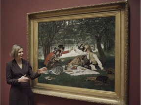 Anabelle Kienle Poka, Acting Senior Curator of European and American art, National Gallery of Canada, with James Tissot's painting
The Foursome (1870), a new gallery acquisition that went on display Dec. 12/18.