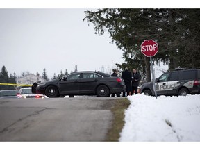 Niagara Regional Police, OPP and the SIU attend a scene near Effingham Street and Roland Road in Pelham, Ont., where a Niagara Regional Police officer was shot by a fellow officer, Thursday, Nov. 29, 2018.