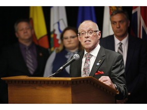John Haggie, Newfoundland and Labrador Minister of Health and Community Services responds to a reporter's questions at a press conference during the Conferences of Provincial-Territorial Ministers of Health in Winnipeg on June 28, 2018. Patients across the country may have missed seeing timely medical results because of a software issue involving an electronic medical record program. The Newfoundland and Labrador government says medical test results for 615 patients between November 2017 and last month may have been delayed from reaching health care providers, and therefore their patients. Telus Health has identified the same software issue affecting other provinces but Health Minister John Haggie said Newfoundland and Labrador has the widest pool of affected patients.