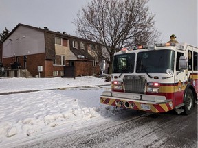 Ottawa Fire Services at the scene of a basement fire at 1333 Birchmount Dr. on Saturday.
