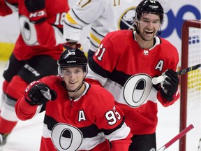 Mark Stone (rear) and Matt Duchene have been outstanding leaders for a young Senators team so far this season, but they would both become free agents next summer.