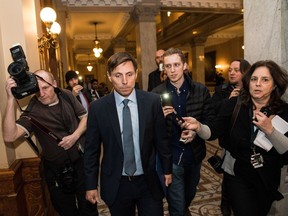 A file photo shows Patrick Brown in late January, when a media report about sexual misconduct allegations against him led to Brown's resignation as Ontario Progressive Conservative leader. His book deals at length with the situation, and he has since filed a lawsuit against CTV over the initial reporting about the allegations.