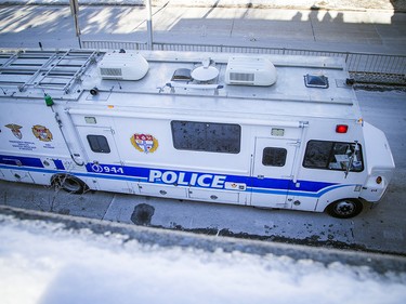 Ottawa police have the area around the Westboro transit station cordoned off with police tape and cruisers Saturday Jan. 12, 2019, while the collision is investigated.