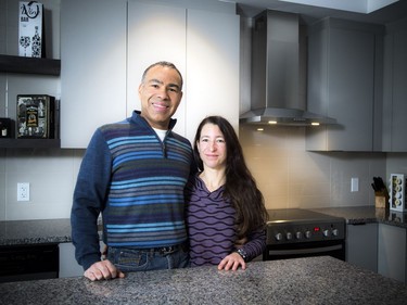 Danny Jeannot and his partner, Jinny Jobin, at their new Zibi condo Sunday December 9, 2018.   Ashley Fraser/Postmedia
One of the first to move into Zibi, Danny Jeannot and Jinny Jobin were drawn by a desire to downsize and move downtown. Getting to work is any easy run or bike for these triathletes, as is their favourite downtown haunts.
0126 home zibi