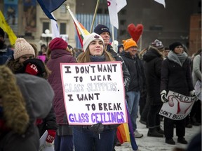 Ruby Moon, 19, at Ottawa's Women's March Saturday.