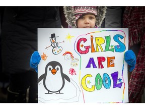 Penelope Dej, then 5, said it all, with her sign at the Women's March last year in Ottawa. (Ashley Fraser/Postmedia)