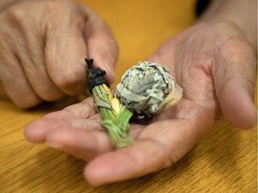 Sweetgrass and sage for smudges at Awo Taan, an Indigenous-focused shelter in Calgary.